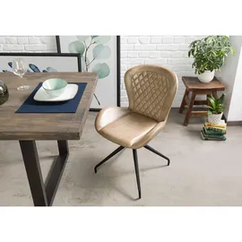 Massivmoebel24 Polsterstuhl Leder beige 2er Set