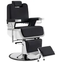 Barberpub Friseurstuhl mit Kopfstütze Kippbar, Friseureinrichtung 3823 - Silber-Weiß