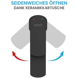 Bächlein Badarmatur Mizarela in klassischem Design, Einhebelmischer mit langlebiger Keramikkartusche und Montage-Set, Bad Wasserhahn Matt Schwarz - flacher Auslauf