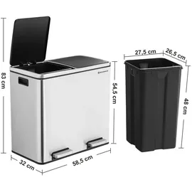 Songmics Mülltrennsystem 48 l Silber