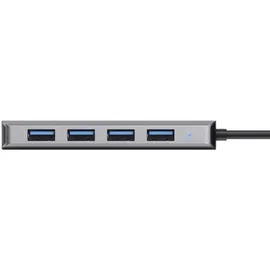 Trust Halyx Mini 4 Port USB Hub 3.2, USB-A Adapter 5 GBit/s, USB Verlängerung Datenhub, Dünn und Kompakt USB Verteiler, USB Splitter für PC, Computer, Laptop, MacBook, Windows - Grau