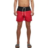 URBAN CLASSICS Block Swim Shorts Schwarz/Rot L