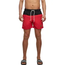 URBAN CLASSICS Block Swim Shorts Schwarz/Rot L