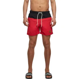 URBAN CLASSICS Block Swim Shorts Schwarz/Rot L