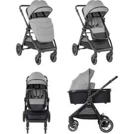KIKKABOO Kikka boo Kombikinderwagen Ava 3 in 1 Babywanne, Babyschale, Gummiräder, Tasche grau