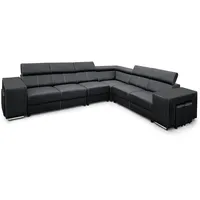 All4All Ecksofa mit Schlaffunktion Passion - Sofa mit Bettkasten - Schlafsofa 334 cm x 264 cm - Wohnlandschaft L-Form - mit 4 Sitzhockern - Schwarz - Farbe wählbar - Kunstleder - Seite rechts 19
