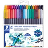 Staedtler Doppelfasermaler 3001 mit Pinselspitze sortiert, 36er-Set (3001 TB36)