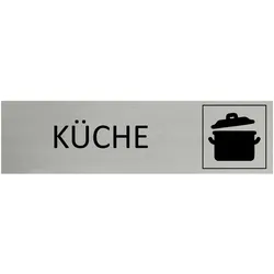 CombiCraft Aluminium Türschild Küche 165x45mm mit 3M-Tape zur Befestigung, einfache Kennzeichnung von Räumen und Bereichen