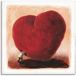Leinwandbild ARTLAND "Weiches Herz", rot (farbe bild(er): rot), B:70cm H:70cm T:1,8cm, Canvas, Leinwand, Bilder, auf Keilrahmen gespannt
