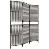 vidaXL Paravent 3-tlg. Grau Poly Rattan