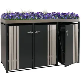 Proregal Mülltonnenverkleidung 125 x 196 x 84 cm schwarz