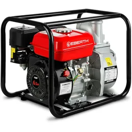 Eberth 6,5PS Wasserpumpe 60.000l/h 30m Förderhöhe, 3 Anschluss, Schmutzwasserpumpe 4-Takt-Benzinmotor, 7m Ansaughöhe,