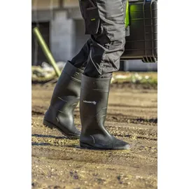 Högert Technik – Arbeitsgummistiefel PVC schwarz OB SRA Sicherheitsstiefel, rutschfeste Berufsstiefel, wasserdichte Arbeitsstiefel ohne Metallteile für Industrie und Handwerk