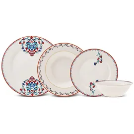 KARACA Nakkas 24 Teile Porzellanservice für 6 Personen, Einzigartiges Design, Tägliches und Besonderes Geschirr, Inspirierende Kollektionen, Ambiente Sorgt