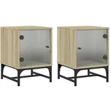 vidaXL Nachttische mit Glastüren 2 Stk. Sonoma-Eiche 35x37x50 cm