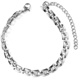 aniston jewelry & watches Armband "Schmuck Geschenk Edelstahl Armschmuck Armkette", silber (silberfarben), ANISTON JEWELRY & WATCHES, Armbänder, Damen, 22cm, Edelstahl, Armband, Made in Germany