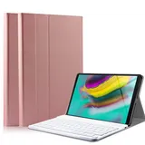 QYiiD Tastatur Hülle für Galaxy Tab A 8.0 2019 SM-T290 / SM-T295, Leichte Schutzhülle mit Magnetisch Abnehmbarer QWERTZ Kabelloser Tastatur für Tab A 8.0 Zoll 2019 SM-T290/T295, Rosegold