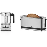 WMF Küchenminis 2 in 1 Vario Wasserkocher, 1,0l, 1900 W & Küchenminis Toaster Langschlitz mit Brötchenaufsatz, 900 W, XXL Toastscheiben, 7 Bräunungsstufen, Bagel-Funktion, Toaster edelstahl matt