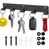 1 x Schlüsselbrett mit 5 Haken, Schwarz Schlüsselhalter für Wandhaken, Schlüsselhaken, Schlüsselboard, Schlüsselleiste für Küche Schlafzimmer Wohnzimmer Badezimmer Schlüssel Wandlagerung Organizer