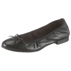 Ballerina TAMARIS, Damen, Gr. 38, schwarz, Leder, unifarben, klassisch, Schuhe, Flats, Slipper, Businessschuh mit dekorativer Schleife