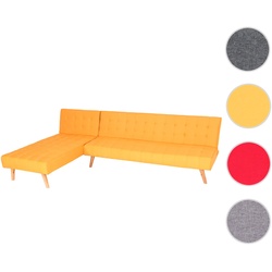 Ecksofa HWC-K38, Sofa Klappsofa, Liegefl√§che links/rechts, Stoff/Textil Massivholz MVG zertifiziert 256cm ~ gelb