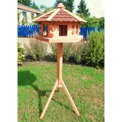 Holz Vogelhaus - 59 x 50 x 38 cm - Farbe: Honigbraun - Vogelhaus aus Fichtenholz