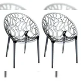PROREGAL 2er Set Stapelstuhl CRYSTAL HxBxT 80x59x60cm Kunststoff Grau stapelbar