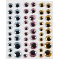 Creativ Company Wackelaugen D 8+10+12+15 mm Hellblau/Gold/Rosa 54 Stk