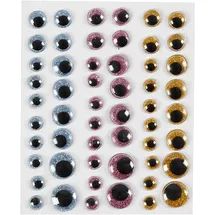 Creativ Company Wackelaugen D 8+10+12+15 mm Hellblau/Gold/Rosa 54 Stk