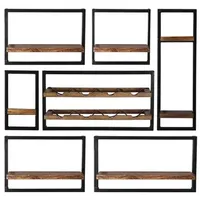 SIT Möbel Panama Wandregal-Set 120 x 25 x 110 cm Antikschwarz / Mango