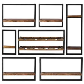 SIT Möbel Panama Wandregal-Set 120 x 25 x 110 cm Antikschwarz / Mango