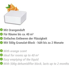 Wenko Raumentfeuchter Cube Nachfüller 500 g mit Orangenduft, 3er Set, Luftentfeuchter Nachfüllpack