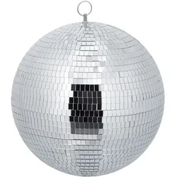 Relaxdays Discokugel, Ø 30 cm, Deko Spiegelkugel zum Aufhängen, große Partykugel mit Metallöse, Discoball Party, silber