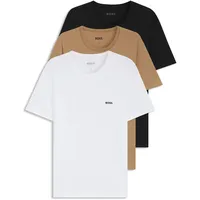 Boss Herren, T-Shirt RN 3P Classic Dreierpack T-Shirts aus Baumwolle, mit Logo-Stickerei beige XL