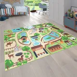 Paco Home Kinderteppich »Bino 563«, rechteckig, 4 mm Höhe, Kurzflor, Straßen-Spiel-Teppich, Motiv Zoo, Kinderzimmer beige