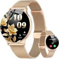 Smartwatch Damen Rund mit Telefonfunktion, 1.32" AMOLED HD Schrittzähler Uhr Damen Pulsuhr SpO2 Schlafmonitor, 120+Sportmodi Smart Watch, IP68 Was... - Gold