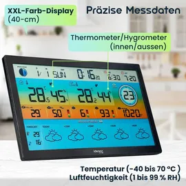 ideoon WLAN Funk Wetterstation mit XXL-Farb-Display Schwarz