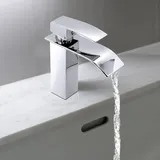 Jopassy Waschbecken Wasserhahn, Wasserfall Wasserhahn für Badezimmer, Einhebel mixer aus Messing, Wasserhahn Waschbecken mit schönem Design, Wass...