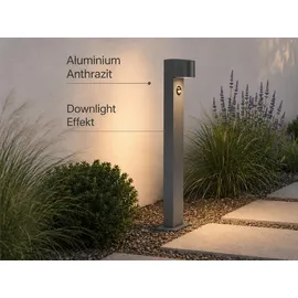 meineWunschleuchte Wegeleuchte Aluminium Höhe 100 cm mit Bewegungsmelder schwarz