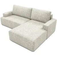 Deine Möbel 24 Wohnlandschaft LOCCO L 256 cm breit Ecksofa Sofa Wohnzimmer L-Couch Schenil-Stoff, Beige Blau-Grau Hellgrau Weiß 3 Teile, mit Schlaffunktion Bettfunktion weiß