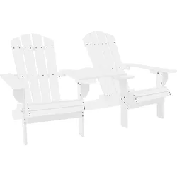 vidaXL Adirondack-Gartenstühle mit Tisch Massivholz Tanne Weiß