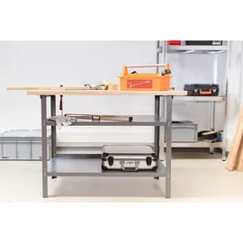 Trendline Werkbank Holz 120 x 60 x 85 cm grau