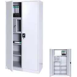 Aktenschrank HWC-L60, Stahlschrank Mehrzweckschrank, Schließfach Kleiderstange abschließbar, Metall