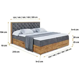 altdecor BOXBETT mit Matratze H3 und Lattenrost - 160x200 - Dunkelgrau