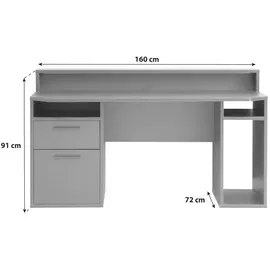 Forte TEZAUR Schreibtisch Holzwerkstoff, Schwarz