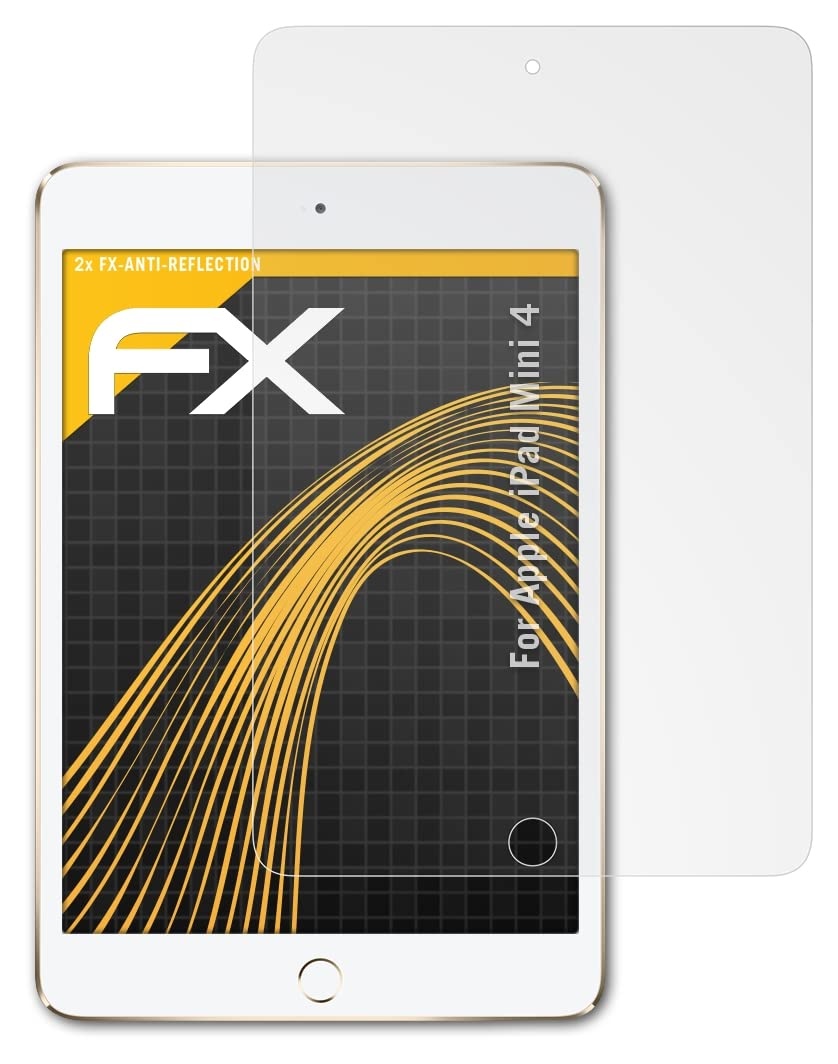 atFoliX Panzerfolie kompatibel mit Apple iPad Mini 4 Schutzfolie, entspiegelnde und stoßdämpfende FX Folie (2X)