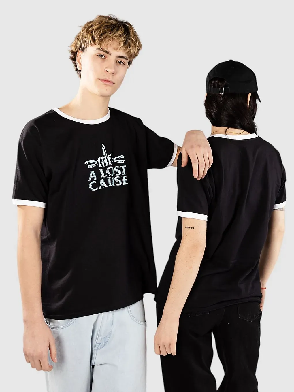 A Lost Cause Razor Ringer T-Shirt black / white Gr. M