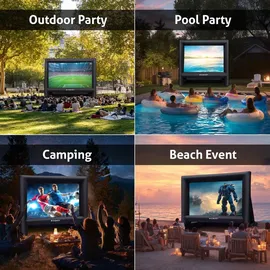 eSmart PUBLIC AIR 16 Aufblasbare Outdoor Leinwand 302 x 168 cm (135") 16:9 Beamer & Kino Leinwand mit Luftgebläse | Front- | Rückprojektion