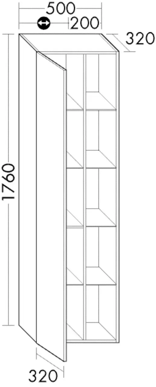 Burgbad Hochschr.Sys30 PG1 Aqua 1760x500x320 Eiche Dekor Urban, HSZE050LF6318 HSZE050LF6318