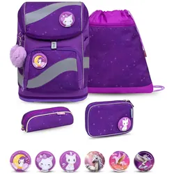 Rucksack Smarty ergonomisches Schulranzen Set 5-teil Purple Sky Tasche